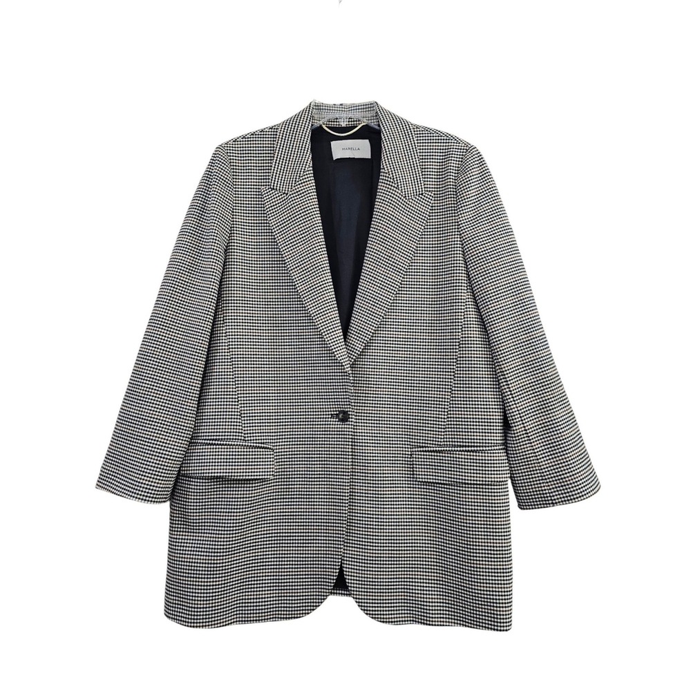Marella Blazer Women's 12? Suit Jacket Houndstooth Plaid Professional sport coat